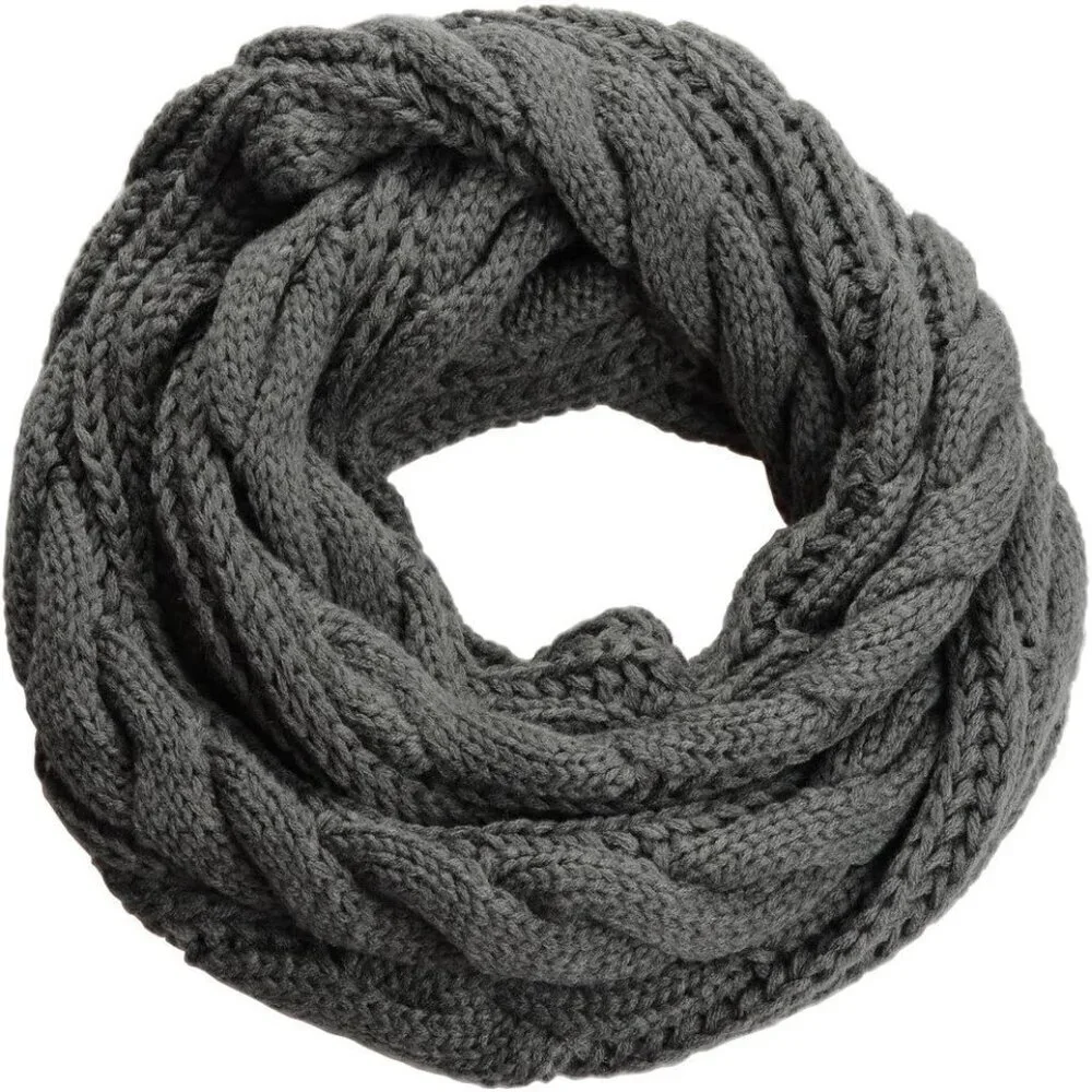 Women's Twist Charocal Thick Ribbed Knit Winter Infinity Circle Loop Scarf